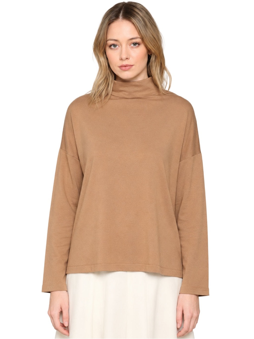 Women’s Camel Turtleneck Relaxed Sweater